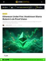 Ethereum Under Fire: Hoskinson Slams Buterin’s zk-Proof Vision - CoinCentral