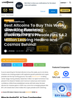 Best Altcoins To Buy This Week With 100x Potential! BlockchainFX's Presale Hits $4.2 Million Leaving Hedera and Cosmos Behind! | Live Bitcoin News