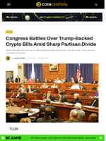 Congress Battles Over Trump-Backed Crypto Bills Amid Sharp Partisan Divide