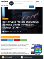 Best Crypto Presale Showdown: Banking Giants Remittix vs Digitap ($TAP) | Live Bitcoin News