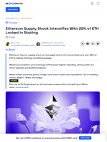 Ethereum Faces Supply Shock as Shorts and Staking Hit Record
