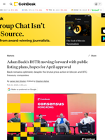 Bitcoin treasury news: Adam Back's SPAC merger with Cantor Equity Partners could come as soon as April