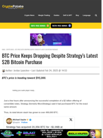 BTC Price Keeps Dropping Despite Strategy's Latest $2B Bitcoin Purchase