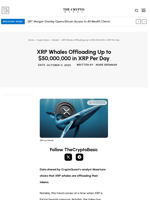 XRP Whales Offloading Up to $50,000,000 in XRP Per Day