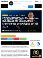 ETH and HBAR Build Momentum, But BlockDAG’s $272M Rise Makes It the Best Crypto Bet for 2025 | Live Bitcoin News
