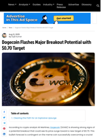 Dogecoin Price Flashes Major Breakout with $0.70 as New Target