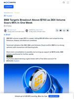 BNB Surges as DEX Volume Jumps 85% in One Week