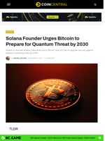Solana Founder Urges Bitcoin to Prepare for Quantum Threat by 2030 - CoinCentral