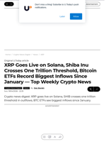 XRP Goes Live on Solana, Shiba Inu Crosses One Trillion Threshold, Bitcoin ETFs Record Biggest Inflows Since January — Top Weekly Crypto News - U.Today