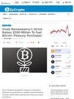 Vivek Ramaswamy’s Strive Raises $500 Million To Fuel Bitcoin Treasury Purchases ⋆ ZyCrypto