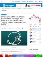 Strategy's $472.5M Bitcoin Buy Pushes Holdings Past 600K BTC as Saylor Says 