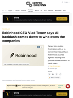 Robinhood CEO Vlad Tenev says AI backlash comes down to who owns the companies