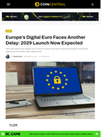 Europe's Digital Euro Faces Another Delay: 2029 Launch Now Expected - CoinCentral