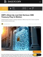 XRP’s Glow-Up Just Got Serious: $1B Treasury Play In Motion - DailyCoin