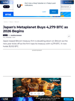 Japan's Metaplanet Buys 4,279 BTC as 2026 Begins