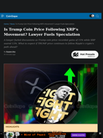 Is Trump Coin Price Following XRP's Movement? Lawyer Fuels Speculation