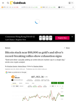 Bitcoin price news: BTC holds near year's low as precious metals continue garnering attention