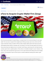 eToro to Acquire Crypto Wallet Firm Zengo