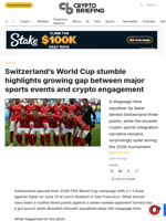 Switzerland's World Cup stumble highlights growing gap between major sports events and crypto engagement
