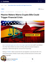 Maxine Waters Calls Out CLARITY and GENIUS Acts as Risky