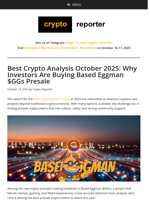 Best Crypto Analysis October 2025: Why Investors Are Buying Based Eggman $GGs Presale
