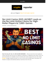 No Limit Casino 2025: JACKBIT Leads as the No Limit Online Casino for High-Roller Players & 7,000+ Games