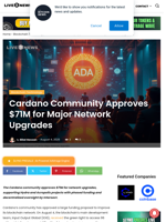 Cardano Community Approves $71M for Major Network Upgrades | Live Bitcoin News