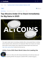 Top Altcoins Under $1 to Stack Immediately for Big Gains in 2025