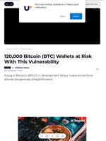 120,000 Bitcoin (BTC) Wallets at Risk With This Vulnerability - U.Today