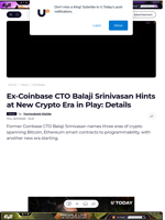 Ex-Coinbase CTO Balaji Srinivasan Hints at New Crypto Era in Play: Details - U.Today
