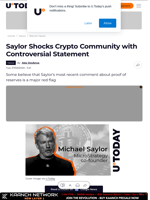 Saylor Shocks Crypto Community with Controversial Statement