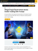 Alleged Hyperliquid Whale Denies Insider Trading with Trumps