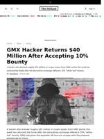 GMX Hacker Returns $40 Million After Accepting 10% Bounty - 