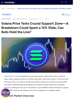 Solana Price Tests Crucial Support Zone—A Breakdown Could Spark a 12% Slide; Can Bulls Hold the Line?
