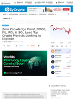 Zero Knowledge Proof, DOGE, FIL, POL & SOL Lead Top Crypto Projects Looking to Explode