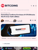 GameStop Confirms Purchase of 4710 Bitcoins Worth Over Half a Billion - 99Bitcoins