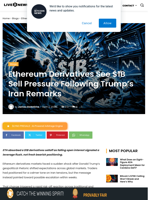 Ethereum Derivatives See $1B Sell Pressure Following Trump’s Iran Remarks | Live Bitcoin News