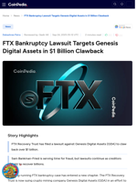 FTX Bankruptcy Lawsuit Targets Genesis Digital Assets in $1 Billion Clawback