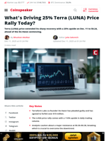 What's Driving 25% Terra (LUNA) Price Rally Today? - Coinspeaker
