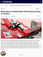BOFA Warns of Market Risk-Off Period Over Next 3–4 Weeks