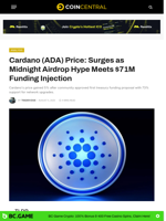 Cardano (ADA) Price: Surges as Midnight Airdrop Hype Meets $71M Funding Injection - CoinCentral