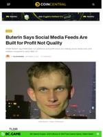 Buterin Says Social Media Feeds Are Built for Profit Not Quality