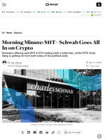 Morning Minute: $11T+ Schwab Goes All In on Crypto - Decrypt