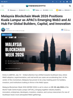 Malaysia Blockchain Week 2026 Positions Kuala Lumpur as APAC’s Emerging Web3 and AI Hub For Global Builders, Capital, and Innovation - TheNewsCrypto