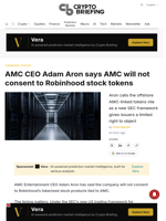 AMC CEO Adam Aron says AMC will not consent to Robinhood stock tokens
