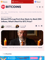 Bitcoin ETFs Log First-Ever Back-to-Back $1B+ Inflows, What's Next For BTC Price? - 99Bitcoins