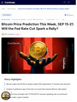 Bitcoin Price Prediction This Week, SEP 15-21: Will the Fed Rate Cut Spark a Rally?