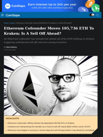 Ethereum Cofounder Moves 105,736 ETH To Kraken; Is A Sell Off Ahead?