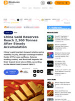 China Gold Reserves Reach 2,300 Tonnes After Steady Accumulation – Bitcoin News