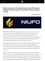 Niufo Launches Comprehensive User Protection Initiative Amid Surge of Unverified Online Claims in Italy - Visionary Financial